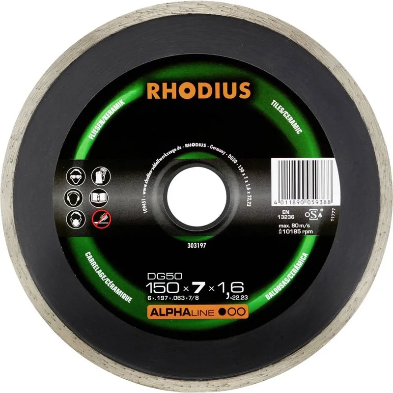 Rhodius 303197 Disque à tronçonner diamanté 150 mm 1 pc(s) Carrelage, Céramique de Rhodius – image du produit