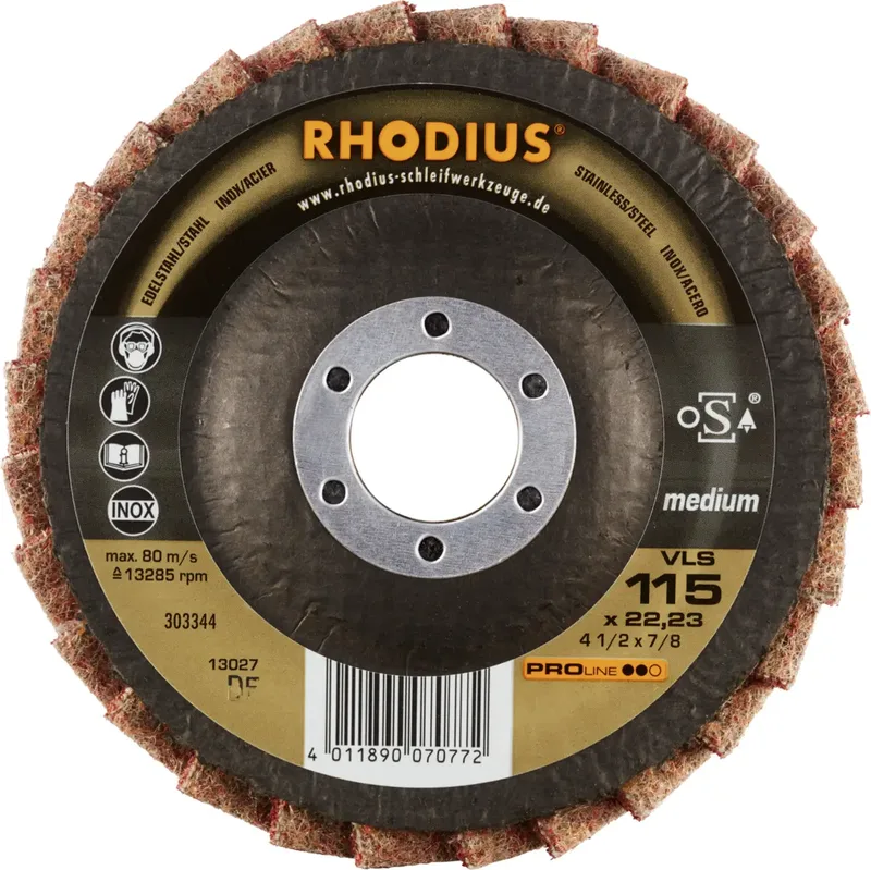 Rhodius 303344 VLS Fächerschleifscheibe Edelstahl, Stahl, NE-Metalle 10 St. van Rhodius – productafbeelding 2 van 2
