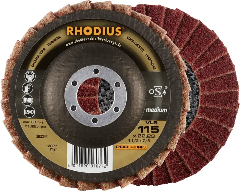 Rhodius 303344 VLS Fächerschleifscheibe Edelstahl, Stahl, NE-Metalle 10 St. van Rhodius – productafbeelding 1 van 2