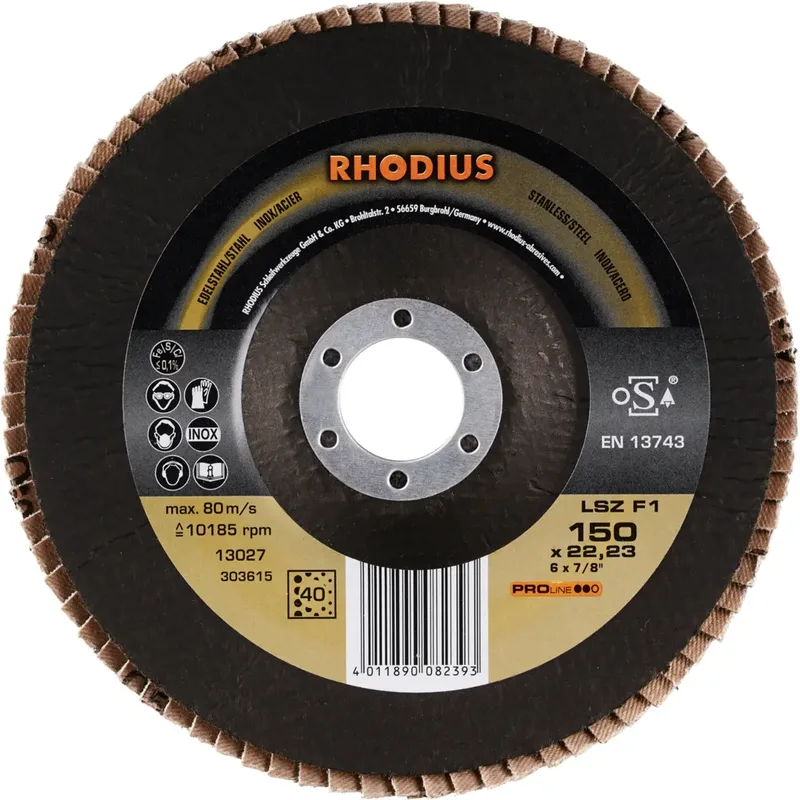 Rhodius 303615 LSZ F1 Disque segmenté Grain 40 acier inoxydable, acier 10 pc(s) de Rhodius – image du produit 2 sur 2