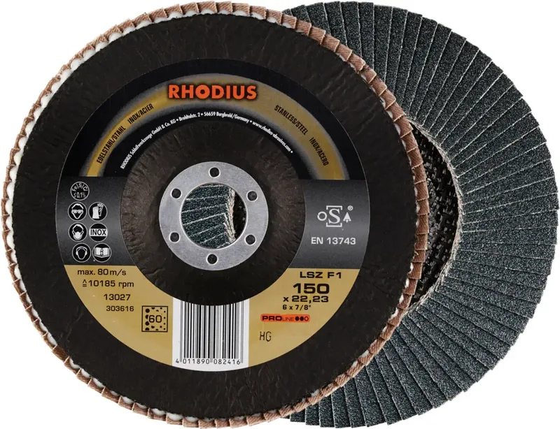 Rhodius 303616 LSZ F1 Fächerschleifscheibe Körnung (num) 60 Edelstahl, Stahl 10 St. van Rhodius – productafbeelding 1 van 2