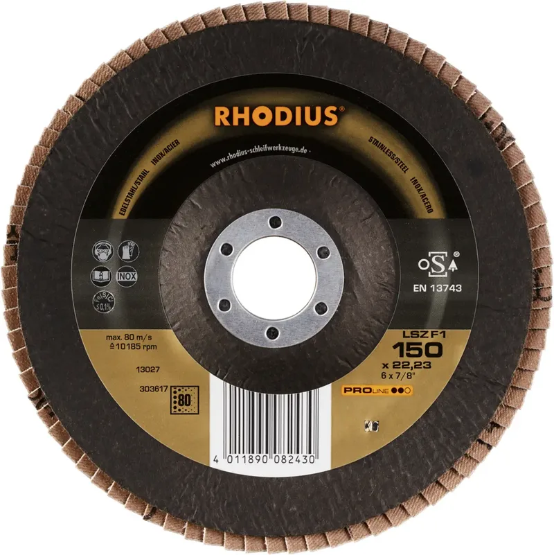 Rhodius 303617 LSZ F1 Fächerschleifscheibe Körnung (num) 80 Edelstahl, Stahl 10 St. från Rhodius – produktbild 2 av 2