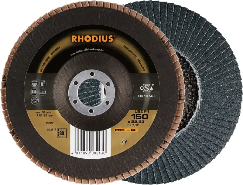 Rhodius 303617 LSZ F1 Fächerschleifscheibe Körnung (num) 80 Edelstahl, Stahl 10 St. från Rhodius – produktbild 1 av 2