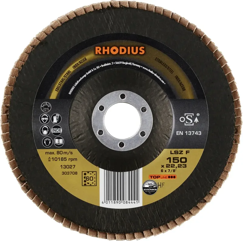 Rhodius 303708 LSZ F Disque segmenté Grain 60 acier inoxydable, acier 10 pc(s) de Rhodius – image du produit 2 sur 2