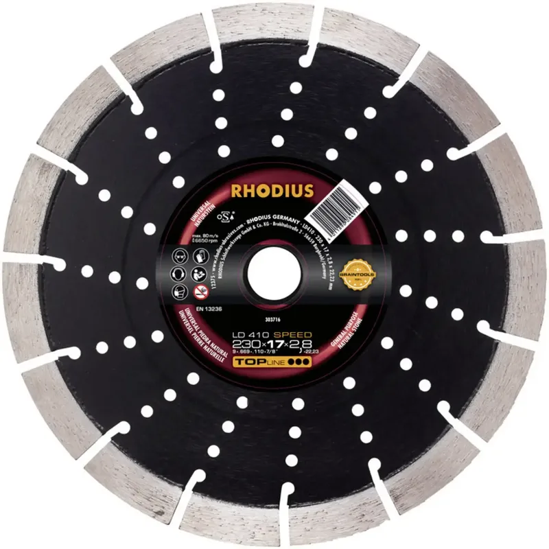 Rhodius 303716 LD410 SPEED Diamanttrennscheibe Durchmesser 230 mm Bohrungs-Ø 22.23 mm Naturstein 1 St. de Rhodius – image du produit 1 sur 2
