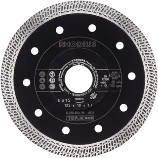 Rhodius 303870 DG15 Diamanttrennscheibe Durchmesser 125 mm Bohrungs-Ø 22.23 mm Fliesen, Keramik 1 St. von Rhodius – Produktbild 1 von 2
