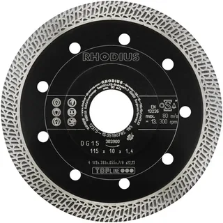Rhodius 303900 DG15 Disque à tronçonner diamanté Diamètre 115 mm Ø de perçage 22.23 mm Carrelage, Céramique 1 pc(s) de Rhodius – image du produit 2 sur 2