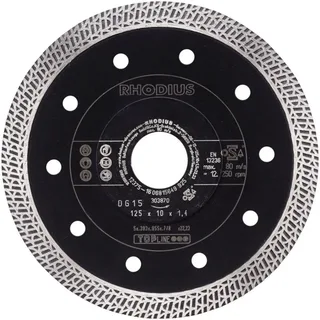 Rhodius 303900 DG15 Disque à tronçonner diamanté Diamètre 115 mm Ø de perçage 22.23 mm Carrelage, Céramique 1 pc(s) de Rhodius – image du produit 1 sur 2