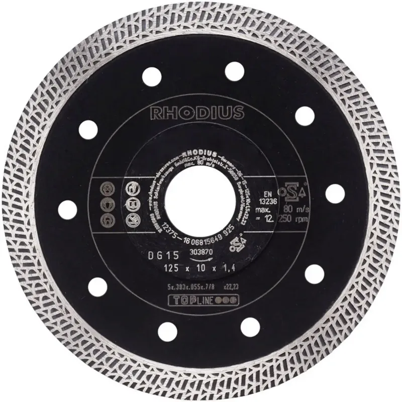 Rhodius 303900 DG15 Disque à tronçonner diamanté Diamètre 115 mm Ø de perçage 22.23 mm Carrelage, Céramique 1 pc(s) de Rhodius – image du produit 1 sur 2