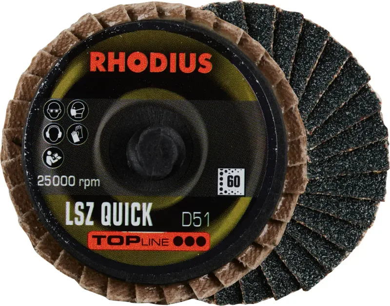 Rhodius 303931 LSZ QUICK Fächerschleifscheibe Körnung (num) 60 Edelstahl, Stahl, NE-Metalle 10 St. de Rhodius – image du produit 1 sur 2