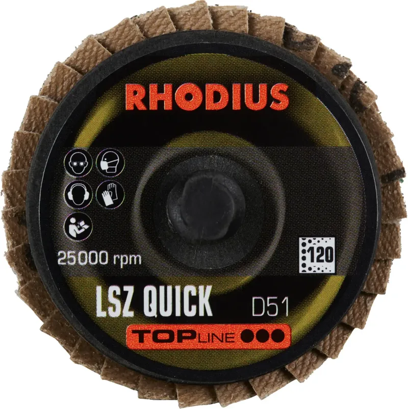 Rhodius 303933 LSZ QUICK Fächerschleifscheibe Körnung (num) 120 Edelstahl, Stahl, NE-Metalle 10 St. fra Rhodius – produktbillede 2 af 2