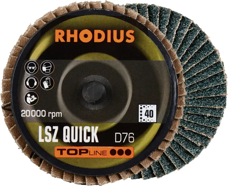Rhodius 303934 LSZ QUICK Fächerschleifscheibe Körnung (num) 40 Edelstahl, Stahl, NE-Metalle 10 St. de Rhodius – image du produit 1 sur 2