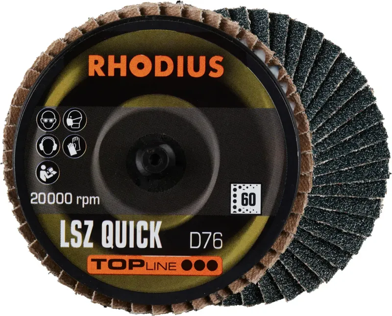 Rhodius 303935 LSZ QUICK Fächerschleifscheibe Körnung (num) 60 Edelstahl, Stahl, NE-Metalle 10 St. de Rhodius – image du produit 1 sur 2