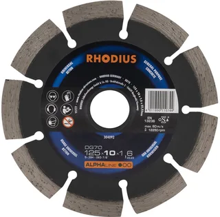 Rhodius 304092 DG70 Diamanten doorslijpschijf Diameter 125 mm Boordiameter 22.23 mm Beton 1 stuk(s) de Rhodius – image du produit 1 sur 2