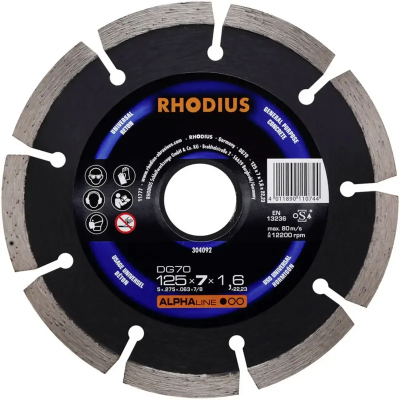 Rhodius 304092 DG70 Diamanten doorslijpschijf Diameter 125 mm Boordiameter 22.23 mm Beton 1 stuk(s) de Rhodius – image du produit 2 sur 2