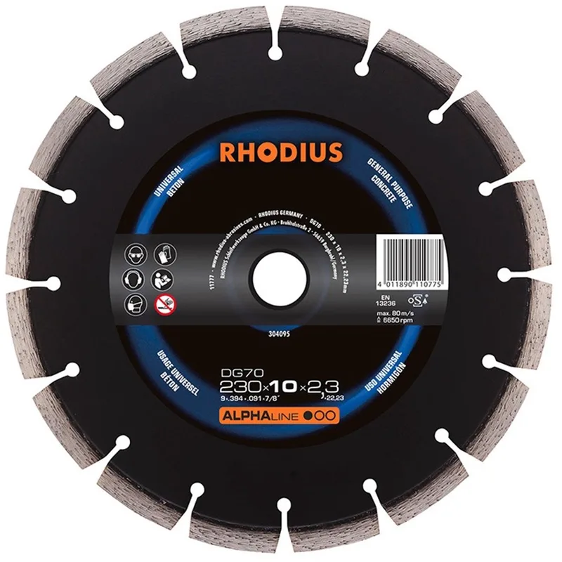 Rhodius 304095 DG70 Diamanttrennscheibe Durchmesser 230 mm Bohrungs-Ø 22.23 mm Beton 1 St. von Rhodius – Produktbild 1 von 2