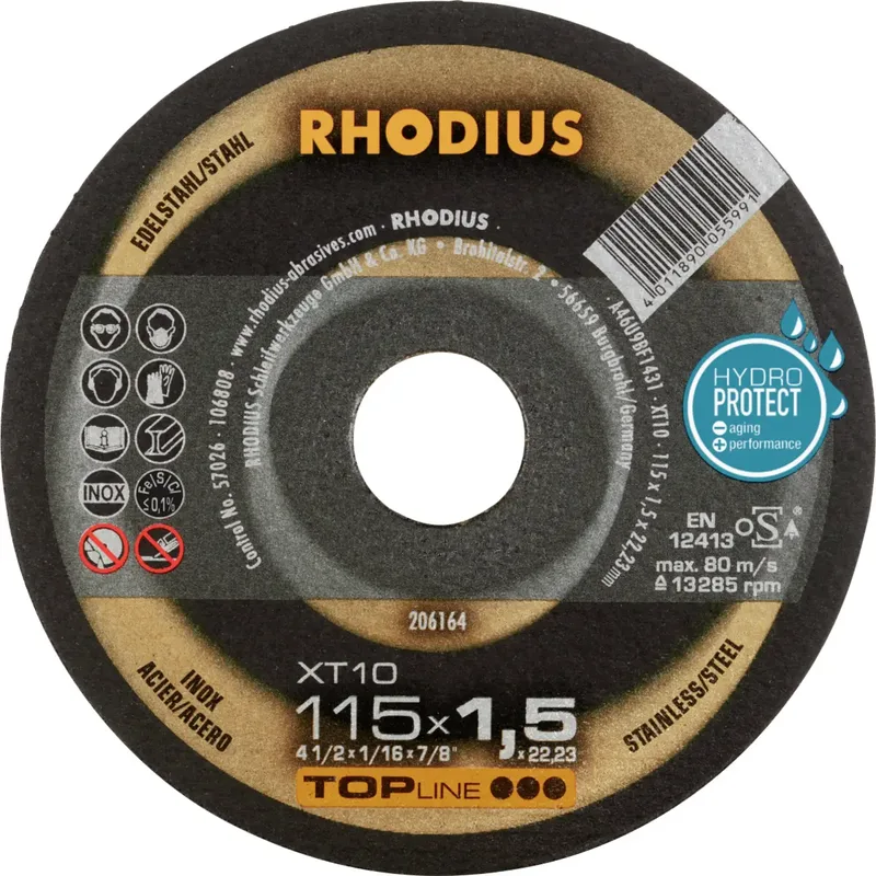 XT10 206164 Trennscheibe gerade 115 mm 1 St. Edelstahl, Stahl de Rhodius – image du produit
