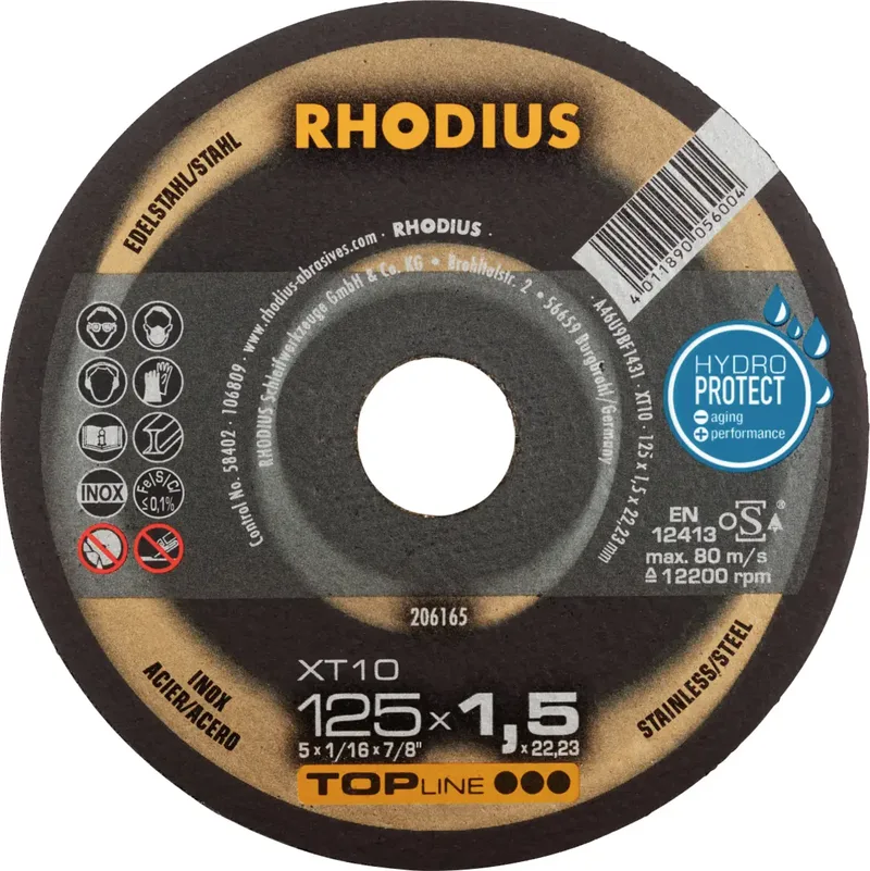 XT10 206165 Trennscheibe gerade 125 mm 1 St. Edelstahl, Stahl de Rhodius – image du produit