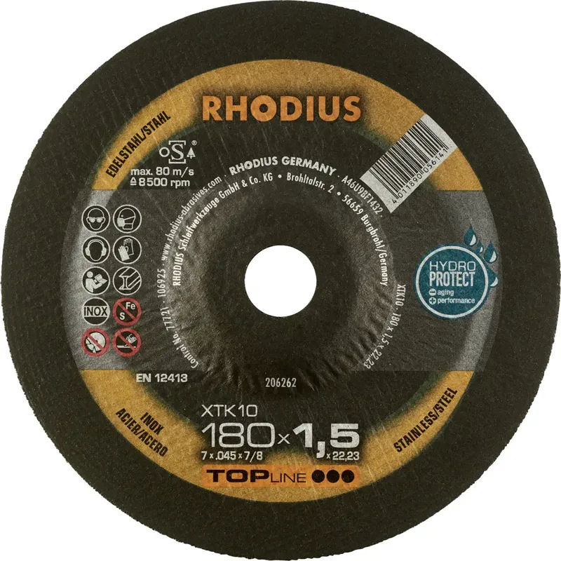 XT10 206262 Trennscheibe gekröpft 180 mm 1 St. Edelstahl, Stahl von Rhodius – Produktbild