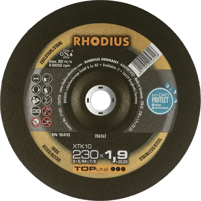 XT10 206263 Trennscheibe gekröpft 230 mm 1 St. Edelstahl, Stahl de Rhodius – image du produit