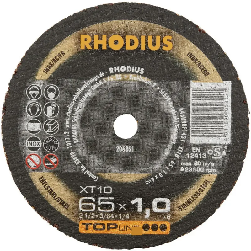XT10 MINI 206801 Trennscheibe gerade 65 mm 1 St. Edelstahl, Stahl von Rhodius – Produktbild 2 von 2