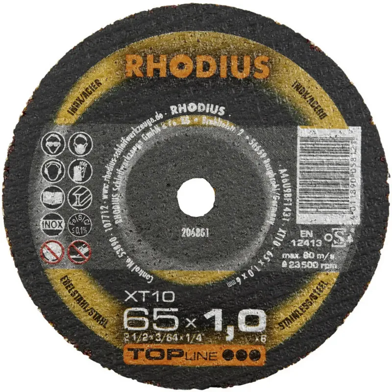 XT10 MINI 206801 Trennscheibe gerade 65 mm 1 St. Edelstahl, Stahl von Rhodius – Produktbild 1 von 2