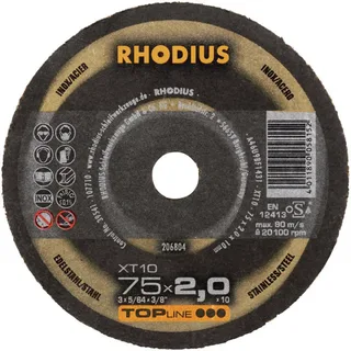 XT10 MINI 206804 Trennscheibe gerade 75 mm 1 St. Edelstahl, Stahl de Rhodius – image du produit 2 sur 2