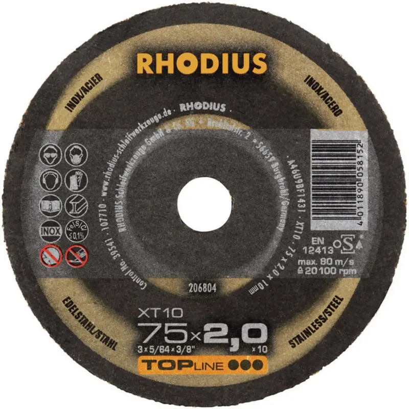 XT10 MINI 206804 Trennscheibe gerade 75 mm 1 St. Edelstahl, Stahl de Rhodius – image du produit 2 sur 2