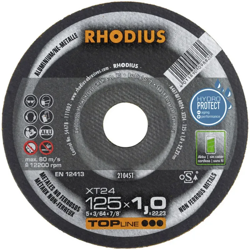 XT24 210451 Alu Doorslijpschijf recht - Non Ferro Metalen - 125 mm * 1mm - 1 stuk van Rhodius – productafbeelding 2 van 2