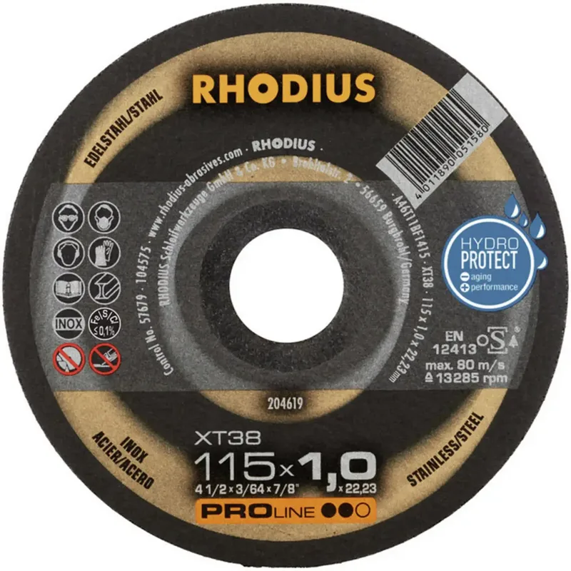 XT38 210745 Trennscheibe gerade 115 mm 10 St. Edelstahl, Stahl de Rhodius – image du produit 2 sur 2