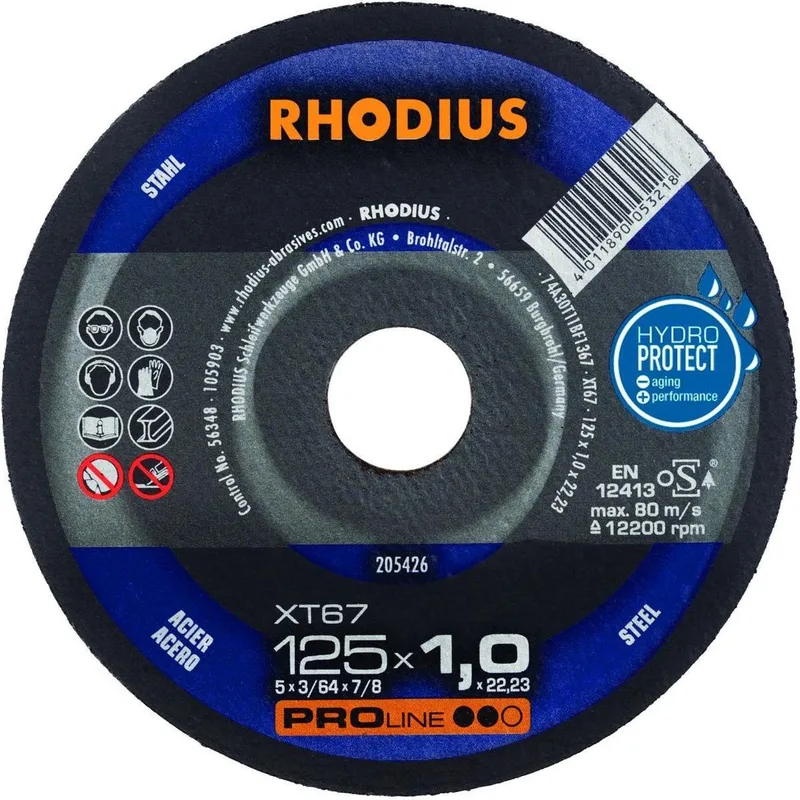 Xt67 205600 Doorslijpschijf Recht 125 Mm 22.23 Mm 1 Stuks de Rhodius – image du produit