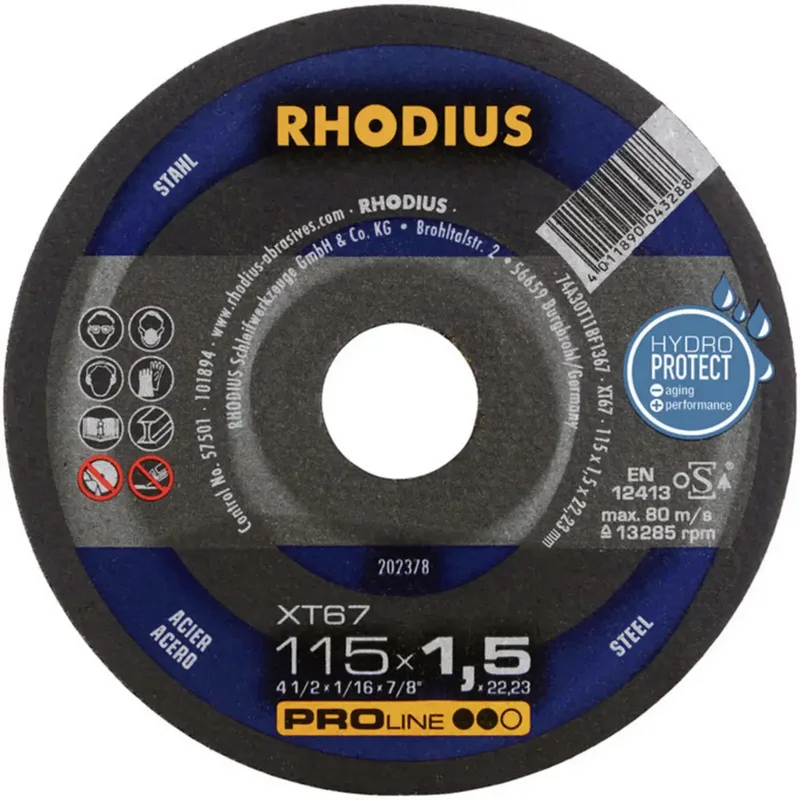 XT67 210742 Trennscheibe gerade 115 mm 1 Set Stahl de Rhodius – image du produit 2 sur 2