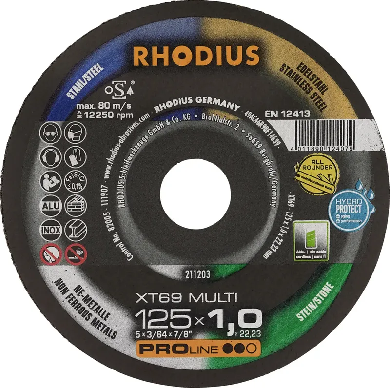 XT69 MULTI BOX 211211 Trennscheibe gerade 125 mm 10 St. von Rhodius – Produktbild