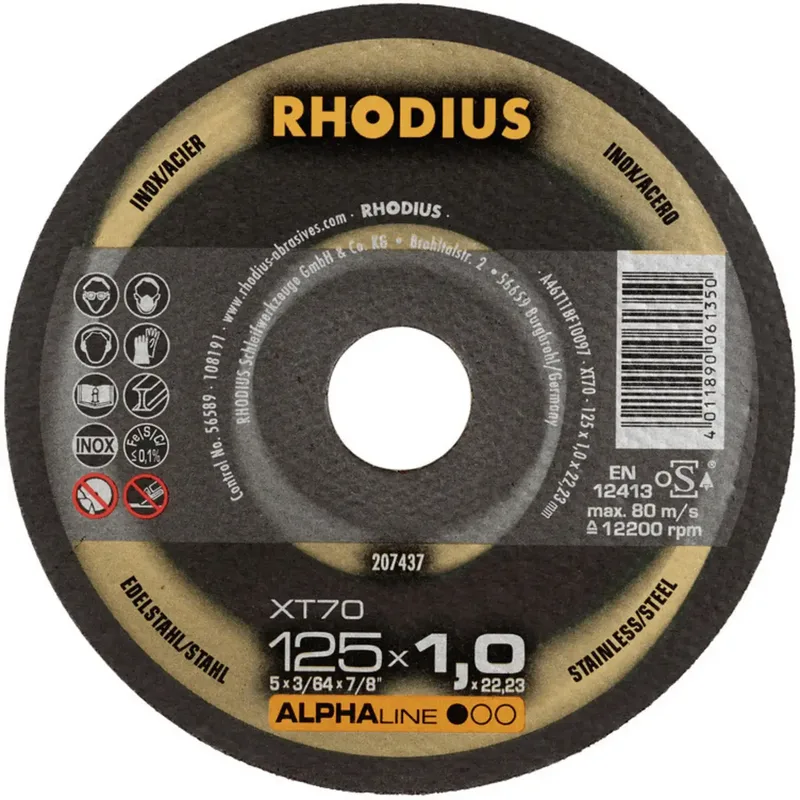 XT70 PACK 211081 Doorslijpschijf recht 125 mm 50 stuk(s) RVS, Staal fra Rhodius – produktbillede 2 af 2