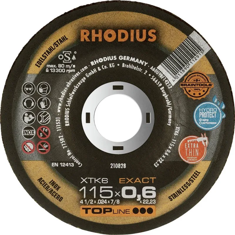 XTK6 EXACT BOX 211301 Doorslijpschijf gebogen 115 mm 10 stuk(s) RVS, Staal fra Rhodius – produktbillede 1 af 2