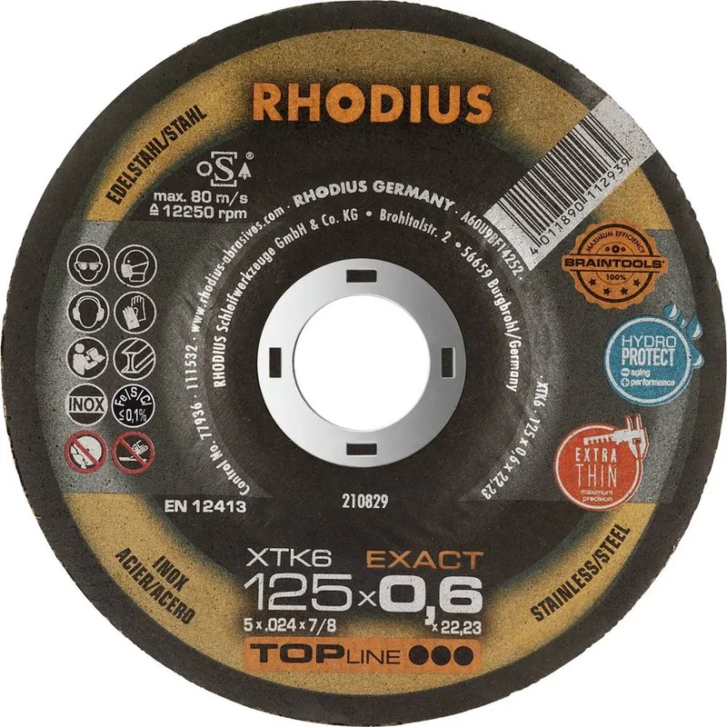 XTK6 EXACT BOX 211302 Doorslijpschijf gebogen 125 mm 10 stuk(s) RVS, Staal van Rhodius – productafbeelding