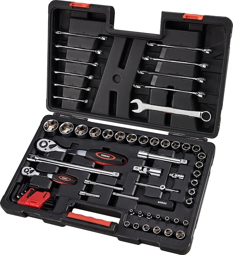 RAST90620 RODAC 1/2" | 1/4" Gereedschapskoffer / doppenset 62-delig fra RODAC, Sort – produktbillede