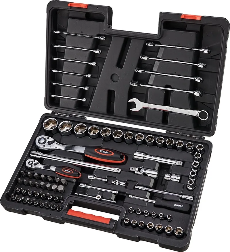 RAST90860 RODAC 1/2" | 1/4" Gereedschapskoffer / doppenset 86-delig by RODAC, Black – product image