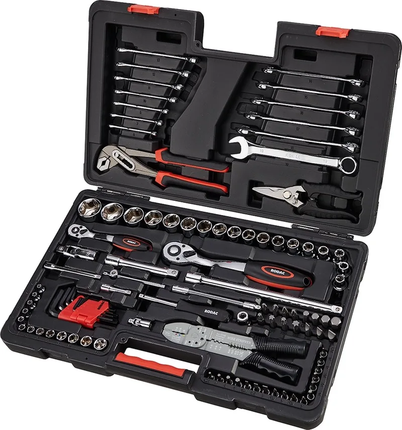 RAST91000 RODAC 1/2" | 1/4" Gereedschapskoffer / doppenset 100-delig von RODAC, Schwarz – Produktbild