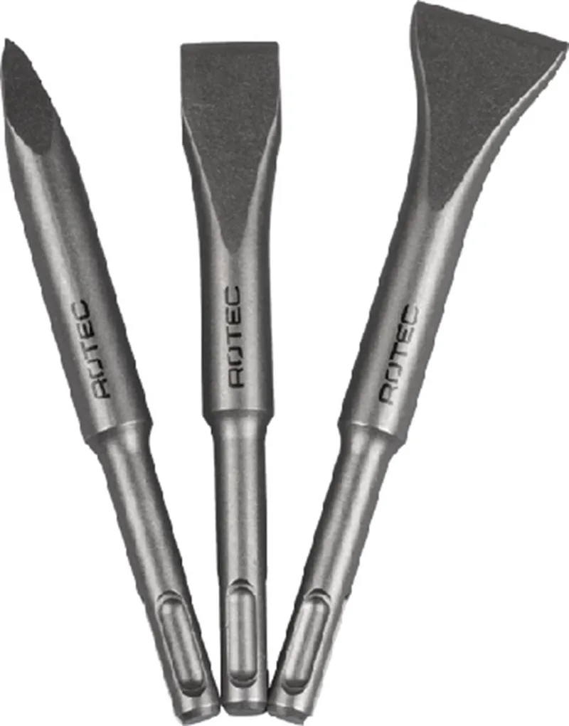 3 dlge SDS+beitelset 140 lang, punt, plat 20mm, spade 30mm - 2150100 by Rotec – product image