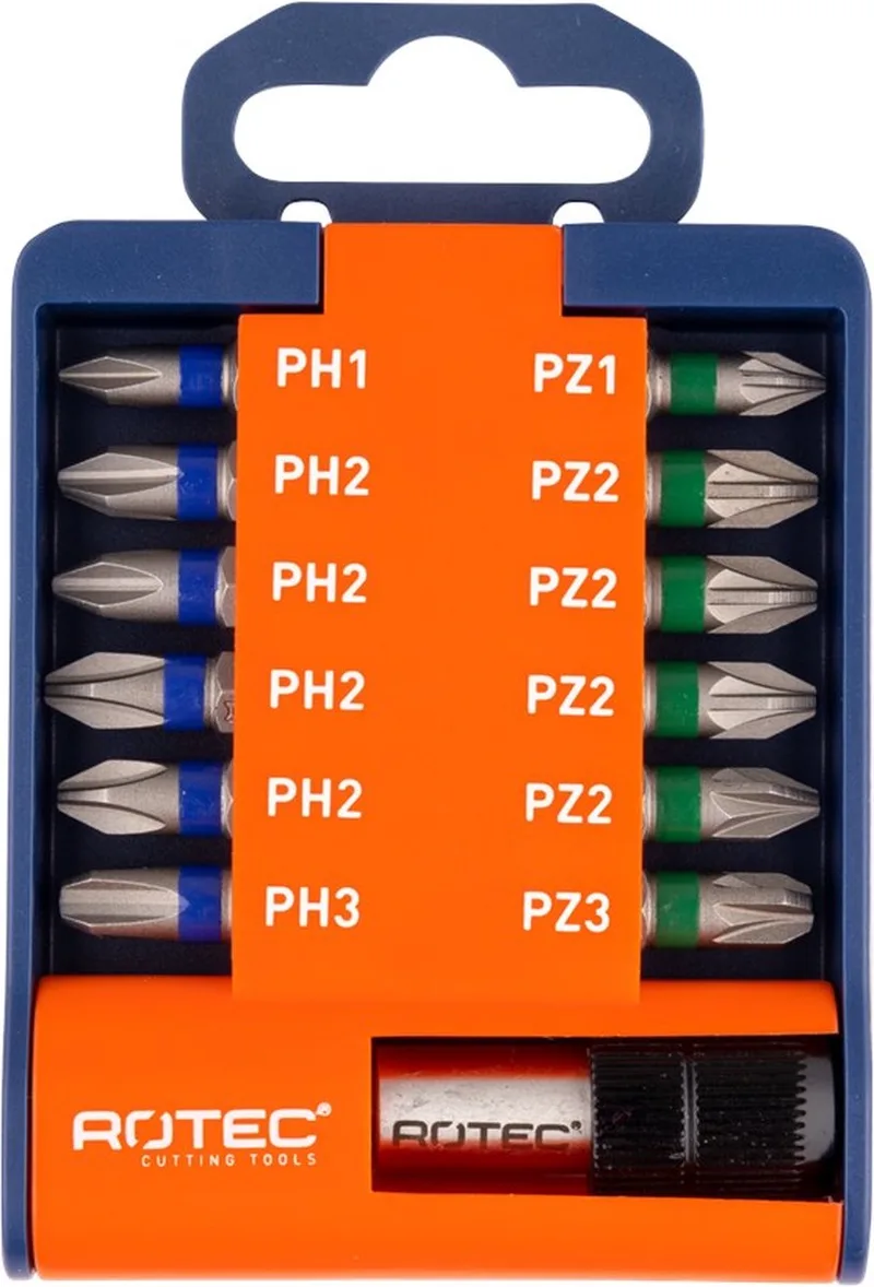 Bit- & bithouder-set OPTI-LINE, bits PH-PZ 13-dlg. van Rotec – productafbeelding