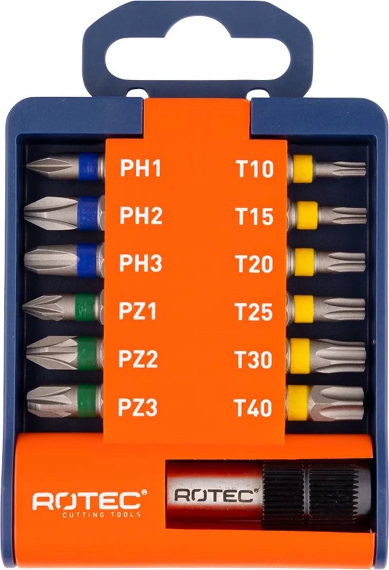 Bit- & bithouder-set OPTI-LINE, bits PH-PZ-TX 13-dlg. by Rotec – product image