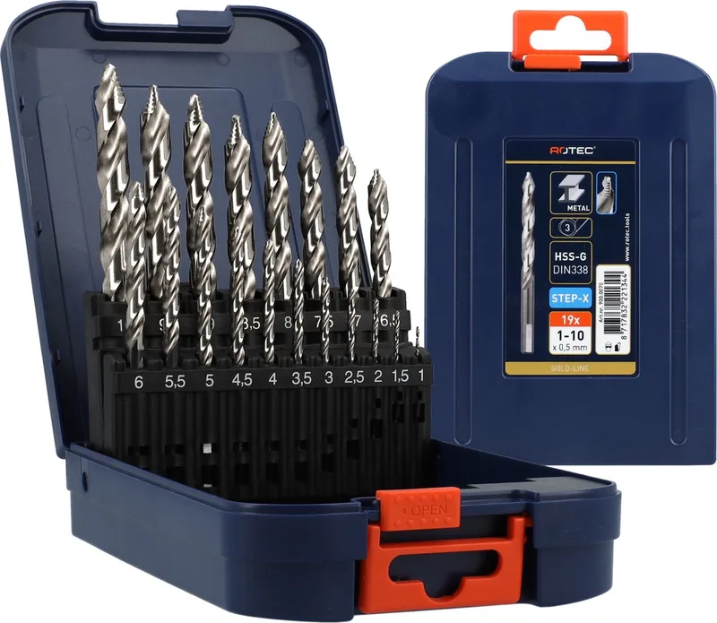 Borenset Step-X HSS-G - 19-delig - 1-10mm - Cassette by Rotec – product image