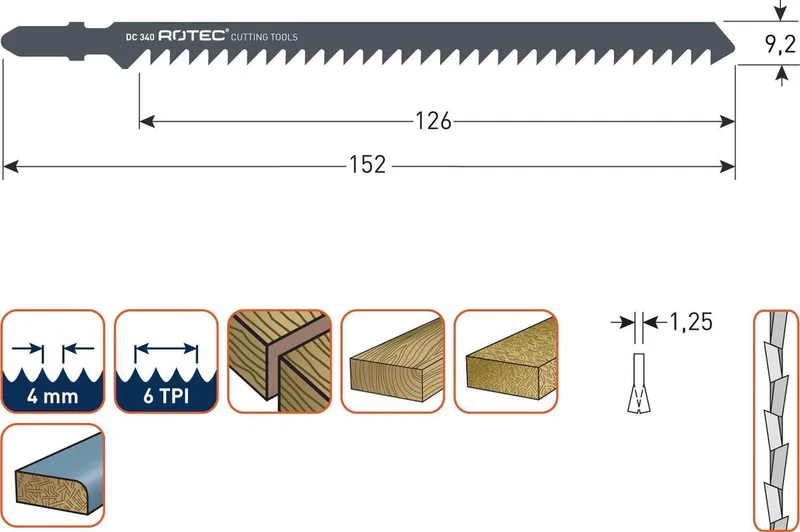 Decoupeerzaagblad DC340 / HGS34 (vpe 5) van Rotec – productafbeelding