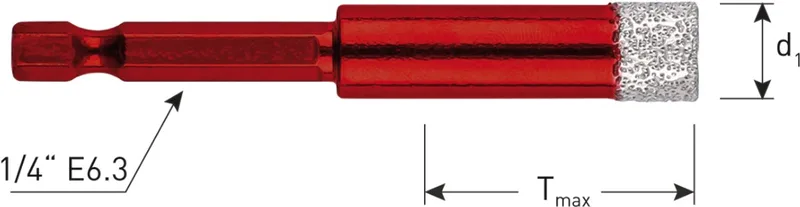diamant tegelboor met wax PREMIUM, 1/4 E6,3 ø5 by Rotec – product image
