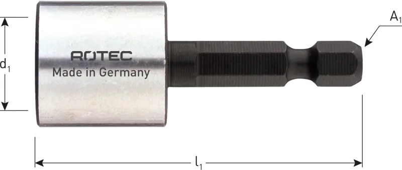 Dopsleutel E6.3 1/4" bitopn., magnetisch, SW 3/8"x50 de Rotec, Noir – image du produit