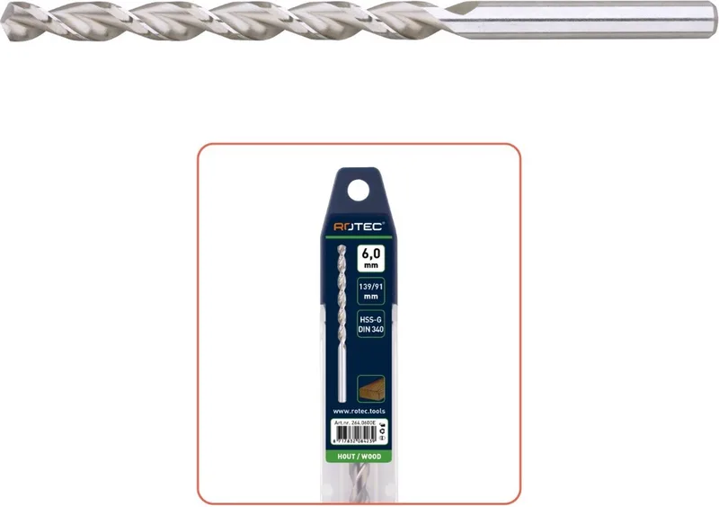 Houtspiraalboor HSS DIN338 TLS ø8 109/165 mm von Rotec – Produktbild