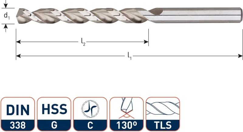 HSS houtspiraalboor, TLS, Ø 5,0 x 52 / 86 mm (10 stuks) by Rotec – product image
