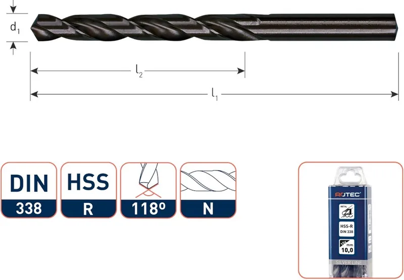 HSS-R spiraalboor, DIN 338, type N, ø5,2 de Rotec – image du produit