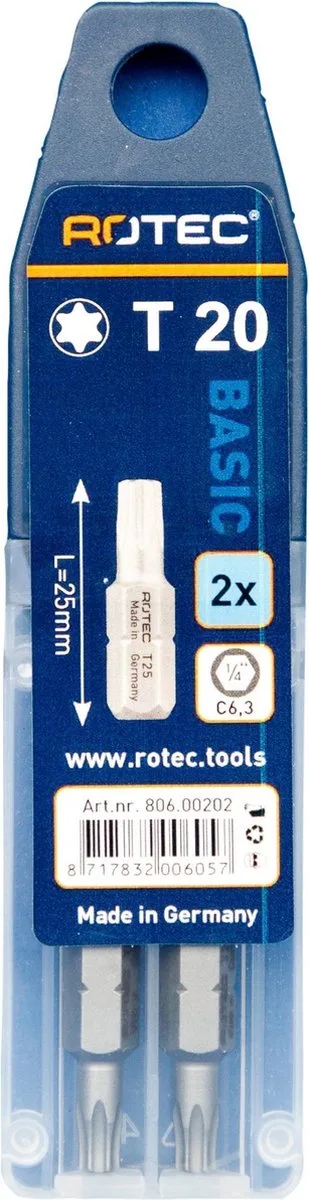 PRO Bit T20 (Torx) L 25mm 2 stuks van Rotec – productafbeelding